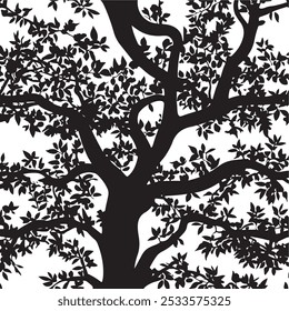 tree silhouette vector mango tree icon vector silhouette.Vector outline Illustration. Plant in Garden.