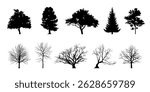 Tree silhouette. Tree vector set