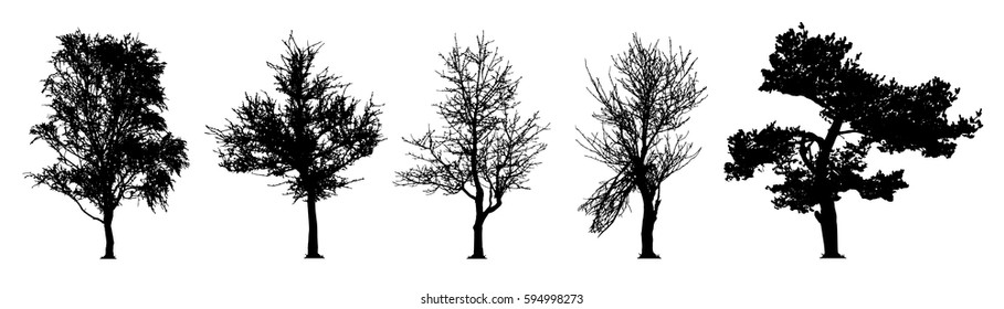 tree silhouette vector set