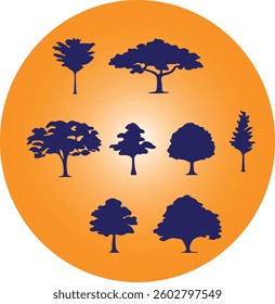 Tree Silhouette Vector Set Nature and Forest Elements