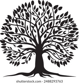 tree  Silhouette vector style, white background