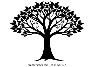 Vector de silueta de árbol, ilustración de icono sobre fondo blanco.