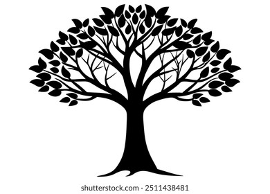 Vector de silueta de árbol, ilustración de icono sobre fondo blanco.