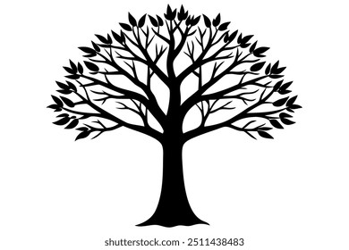 Vector de silueta de árbol, ilustración de icono sobre fondo blanco.