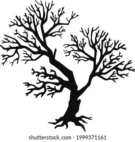 tree silhouette without leaves, hand drawn illustration vector