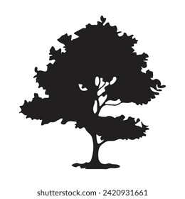tree silhouettes. black shapes, white background