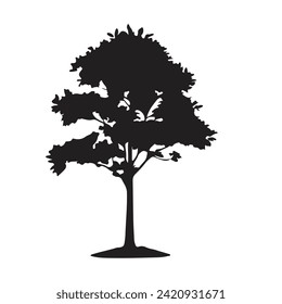 tree silhouettes. black shapes, white background