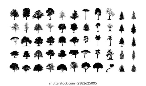 Tree silhouettes Collection. Vector Illustration.