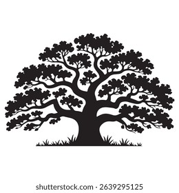 tree silhouettes with detailed branches, black vector design in white backraund