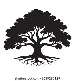 tree silhouettes with detailed branches, black vector design in white backraund