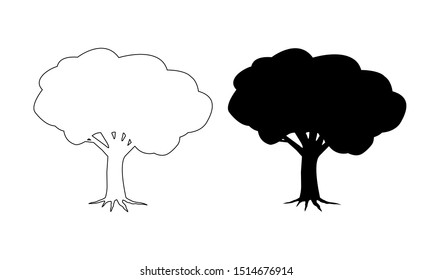 Tree silhouettes isolated on white background.