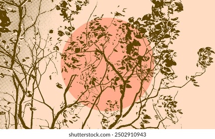 Tree silhouettes on a grunge background. Vector illustration for your design