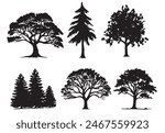 tree silhouettes on white background. Vector illustration.