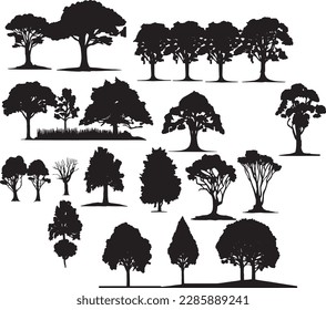 tree silhouettes on white background. Vector illustration.