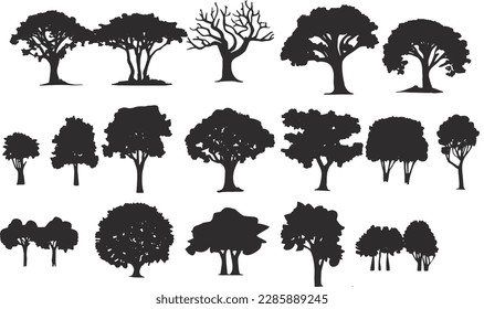 tree silhouettes on white background. Vector illustration.