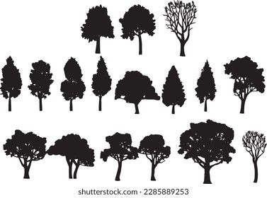 tree silhouettes on white background. Vector illustration.