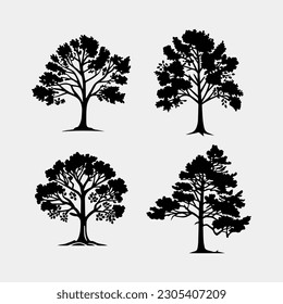 tree silhouettes on white background. Vector illustration.