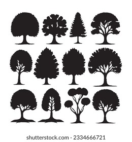 Tree silhouettes on white background svg