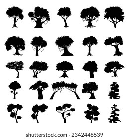 tree silhouettes on white background. Vector illustration.