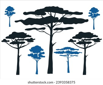 tree silhouettes on white background. Vector illustration.