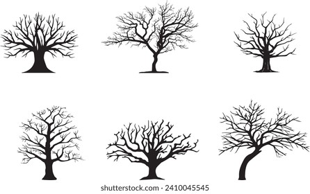 Tree silhouettes on white background. Tree silhouttes