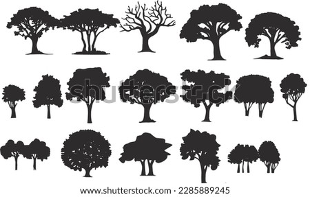 tree silhouettes on white background. Vector illustration.