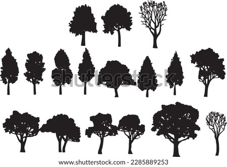 tree silhouettes on white background. Vector illustration.