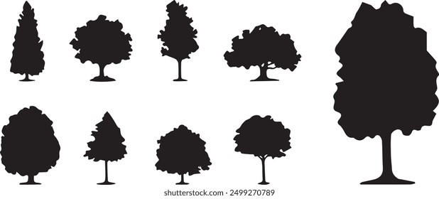 Tree Silhouettes Set - Black - Nature
