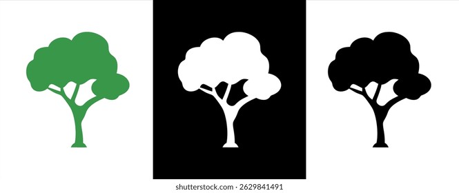 Tree Silhouettes Set – Minimalist Vector Icons

