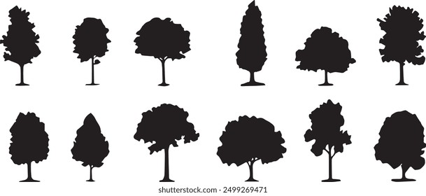 Tree Silhouettes Set - Nature - Trees - Black - Minimalism