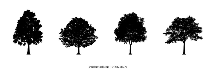 Siluetas de árbol. Iconos vectoriales de árbol. Diferentes Vectores de árbol