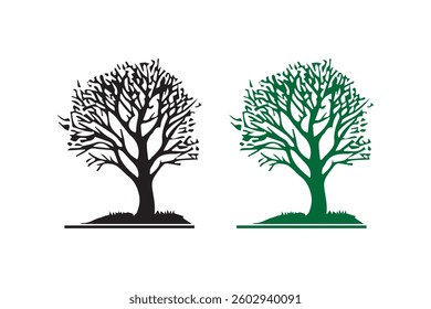Tree silhouettes vector on white background