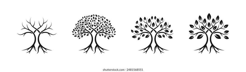 Tree silhouettes. Vector tree. Tree symbols. Family tree.