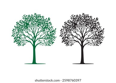 Tree silhouettes with white background and color vector