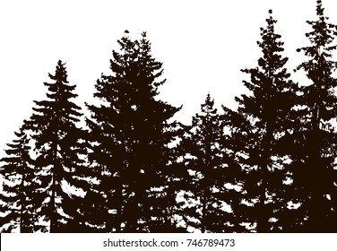 Tree silhouettes. White and black background.