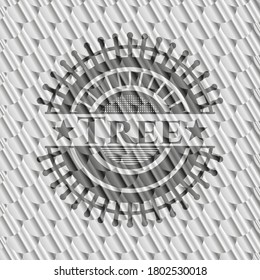 Tree silver badge. Scales pattern. Vector Illustration. Detailed. 