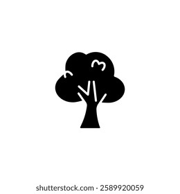 Tree simple glyph icon. Vector solid isolated black illustration.