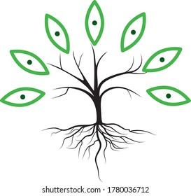Árbol con hojas verdes simples para logotipo y clipart