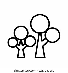 Tree simple icon set. Silhouette symbol. Negative space. Vector isolated outline minimal illustration