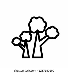 Tree simple icon set. Silhouette symbol. Negative space. Vector isolated outline minimal illustration
