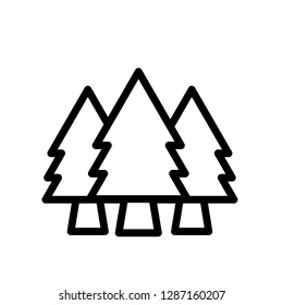 Tree simple icon set. Silhouette symbol. Negative space. Vector isolated outline minimal illustration