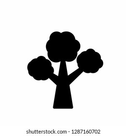 Tree simple icon set. Silhouette symbol. Negative space. Vector isolated illustration