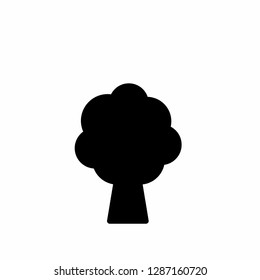 Tree simple icon set. Silhouette symbol. Negative space. Vector isolated illustration