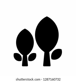 Tree simple icon set. Silhouette symbol. Negative space. Vector isolated illustration