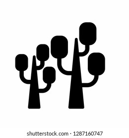 Tree simple icon set. Silhouette symbol. Negative space. Vector isolated illustration