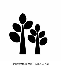 Tree simple icon set. Silhouette symbol. Negative space. Vector isolated illustration