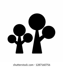 Tree simple icon set. Silhouette symbol. Negative space. Vector isolated illustration