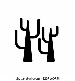 Tree simple icon set. Silhouette symbol. Negative space. Vector isolated illustration