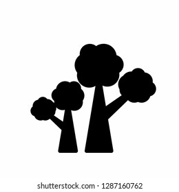 Tree simple icon set. Silhouette symbol. Negative space. Vector isolated illustration