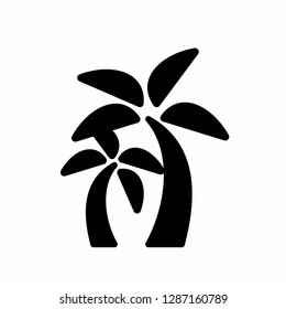 Tree simple icon set. Silhouette symbol. Negative space. Vector isolated illustration